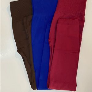 Leggings L/XL  3 Pack   Magenta Brown Cobalt